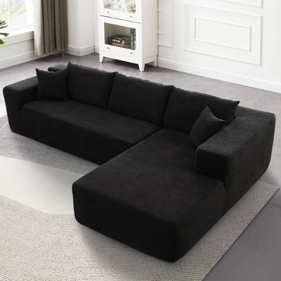 Canapé modulaire rembourré 2 pièces avec coussin Kustas Boneless, canapé-lit sans assemblage requis