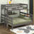 Wood Twin XL Over Queen Bunk Bed With Ladder