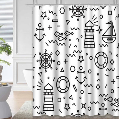 Rideau de douche imperméable à l'eau avec 12 crochets