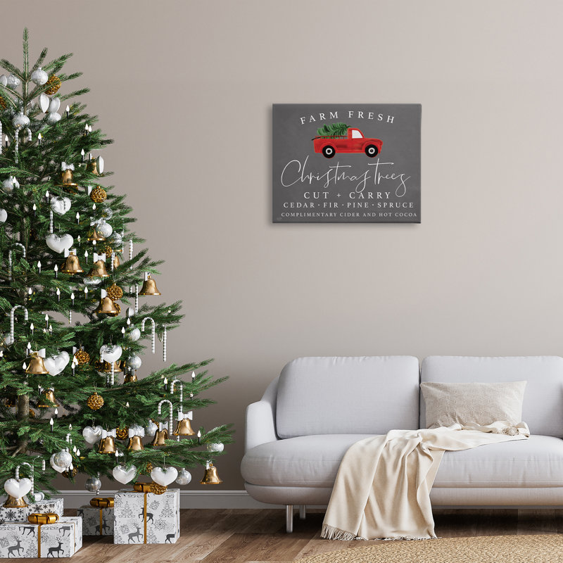 Farm Farm Trees on Grey Canvas, design par Lux + Me Designs, H 24 po x l 30 po