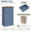 Meuble de poubelle basculant de style champêtre avec tiroir de rangement, en bois, d'une capacité de 38 litres (10 gallons), idéal pour la cuisine et la buanderie - Bleu/Une porte-136026422-106451143