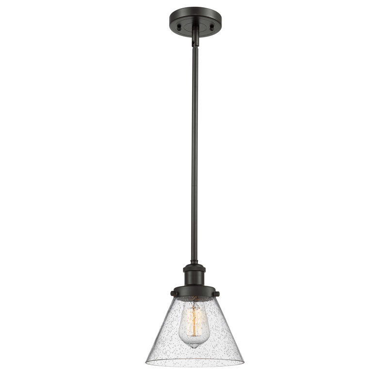 Mini-luminaire suspendu à tige 1 lumière 8 po Ballston Urban Cone, Bronze huilé, Grainé, DEL