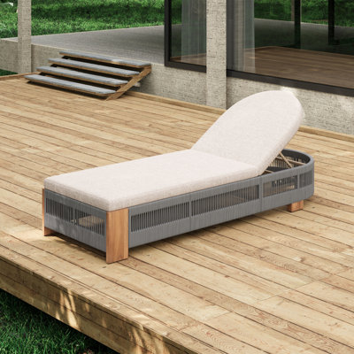 Chaise longue d'extérieur réglable en bois d'acacia - non rembourrée pour le jardin de la piscine