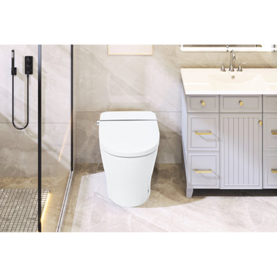 Compact Dual Flush Toilet With Self-Cleaning Wand, Foot Sensor Flush, White Night , Knob Control, Cold Water Wash, Strong Soft Close, , Immaculate Smart 1/1.28 ,