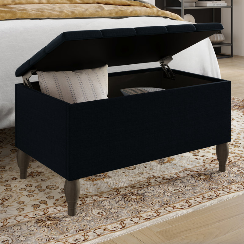Lit rembourré avec banc de rangement Forbish, Gris anthracite, Très grand