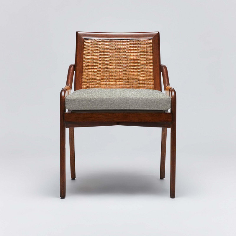 Delray Upholstered Arm Chair, Chestnut, Moss Tweed