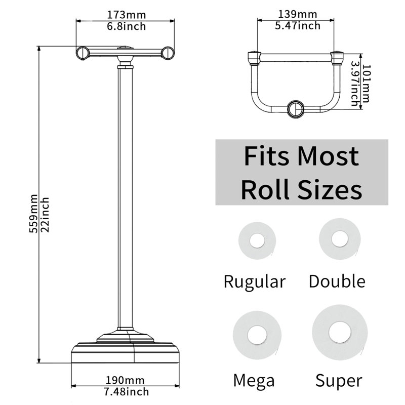 Free Standing Toilet Paper Holder, Chrome