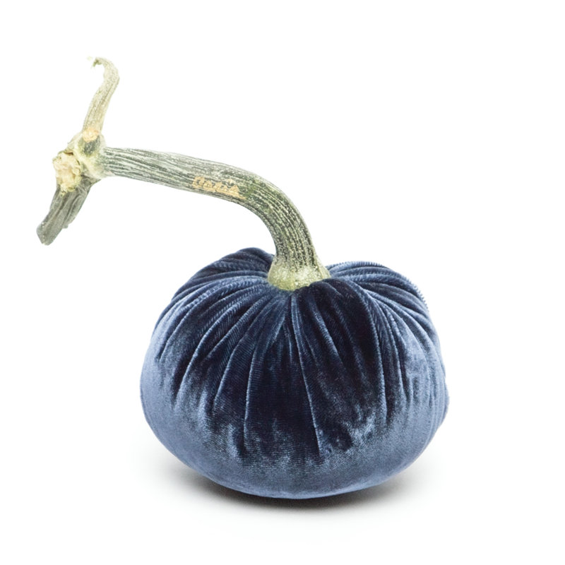 Sapphire Silk Velvet Pumpkin, 4'' H X 2.5'' W X 2.5'' D