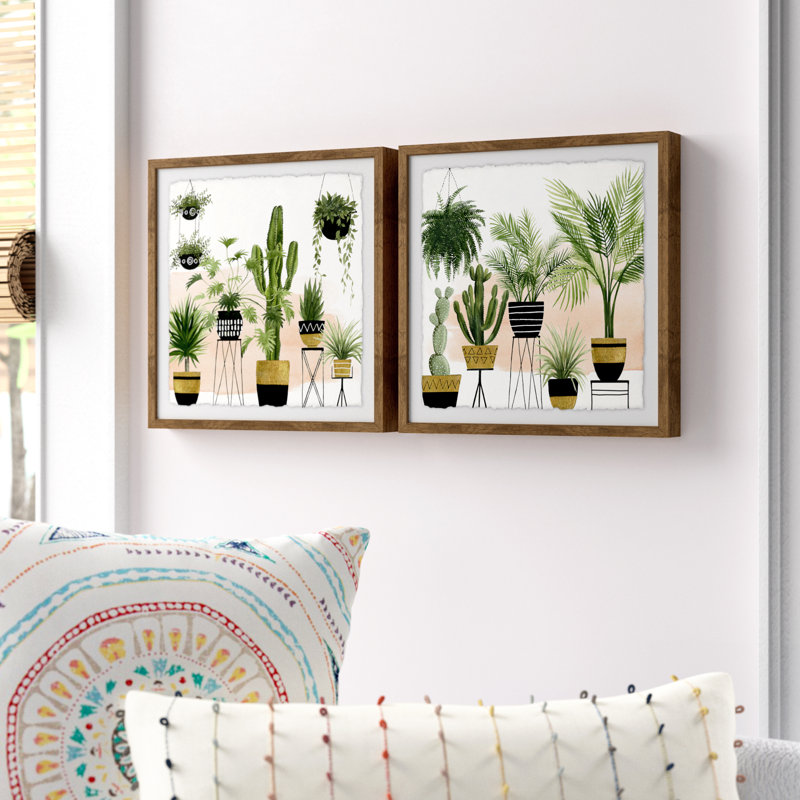 «Interior Oasis Diptych», ensemble de 2 reproductions encadrées, H 12 po x l 12 po x P 1,5 po