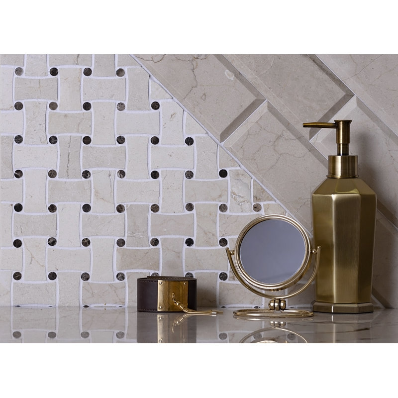 12" X 12" Basketweave Marble Mosaic Tile
