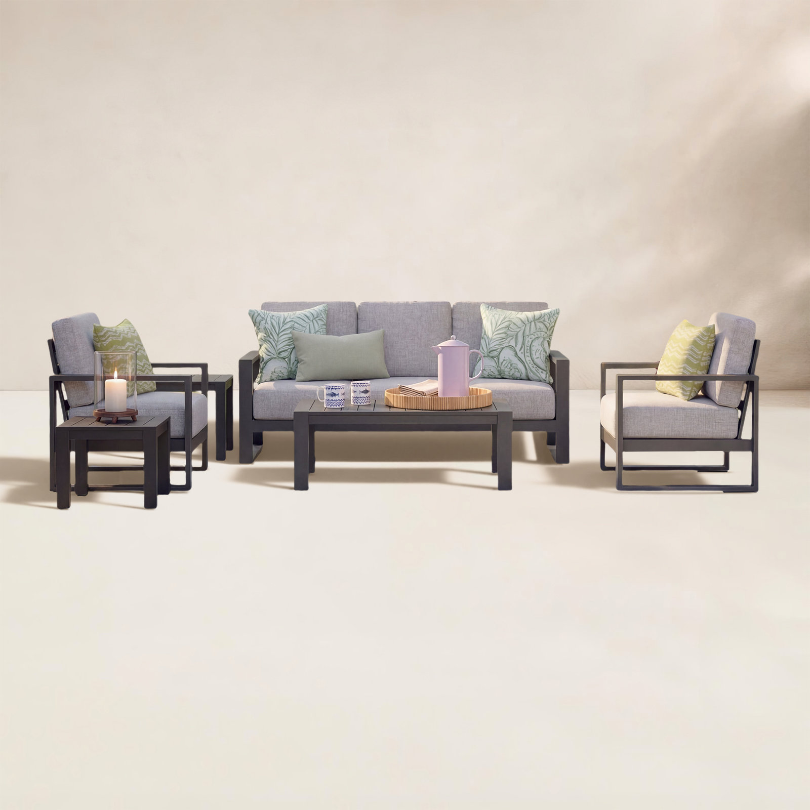 Dulcie 5-Person Sunbrella® Patio Seating Group, Cast Silver Sunbrella®