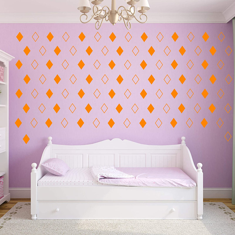 Abstract Non-Wall Damaging Wall Decal, Orange, 6" H x 3.75" W x 0.6" D
