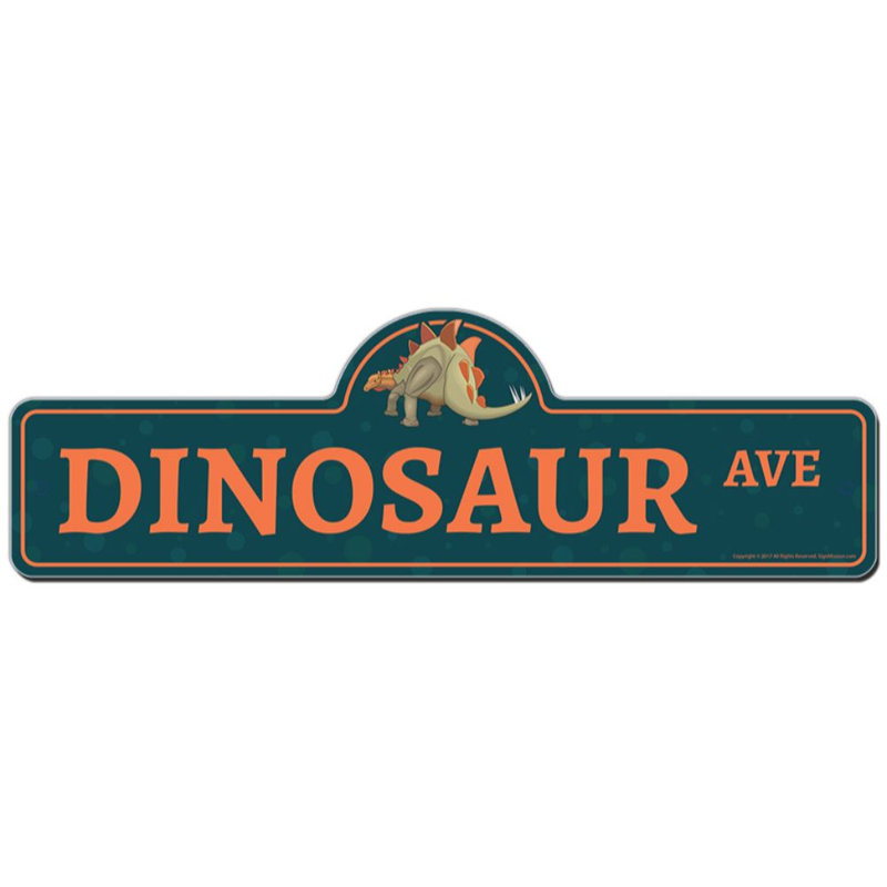 Plaque de rue dinosaure