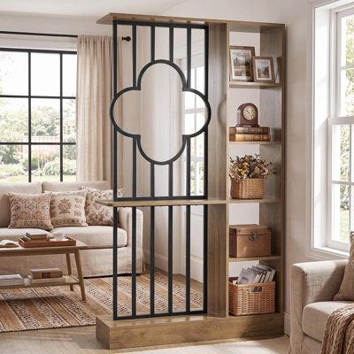 71" Tall Room Divider with Shelves