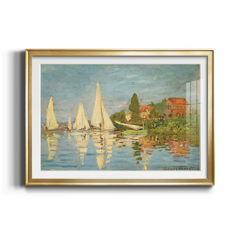 Regatta at Argenteuil - Reproduction d'art sur papier encadrée, Doré, H 18,5 po x l 24,5 po x P 1,5 po