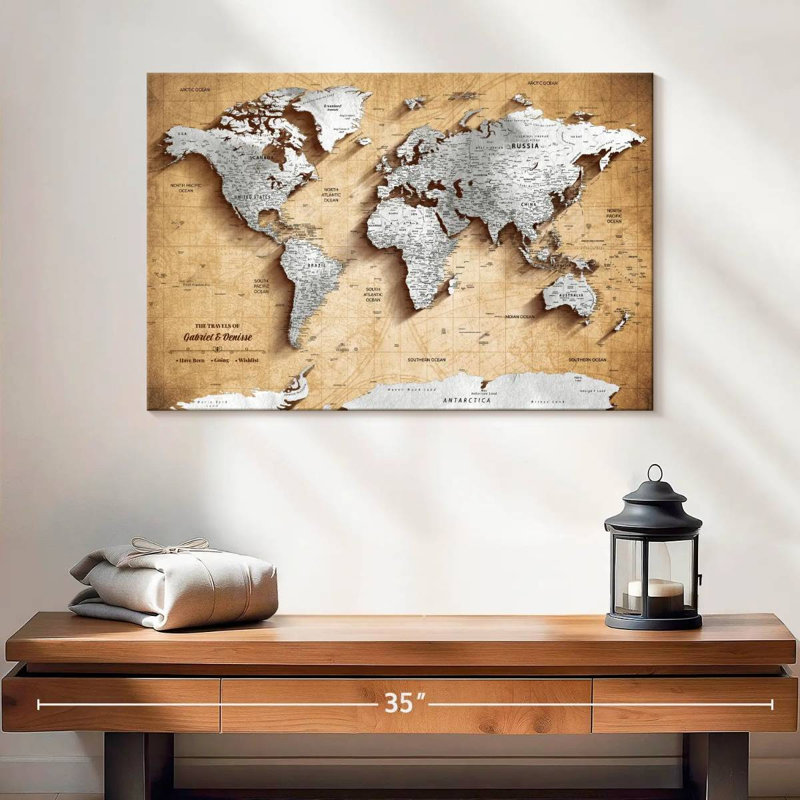 Carte du monde personnalisée punaise II, H 16 po x l 24 po, Oui