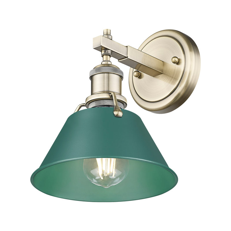Orwell 1-Light Bath Vanity in Aged Brass with Pine Green, Aged Brass