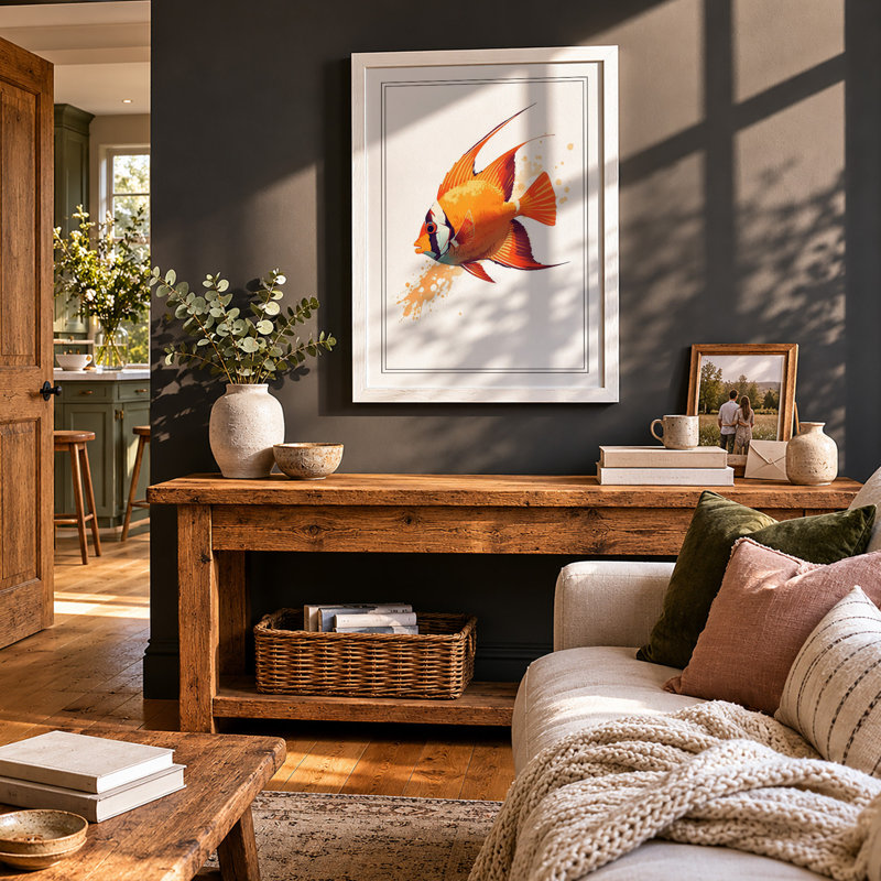 Fish in Motion Tropical - Framed Print, A4 - 29.7 x 21.0 cm, White