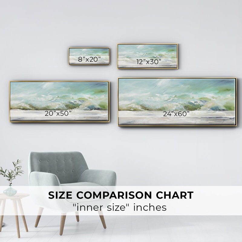 The Wave V1- Framed Canvas, 24" H x 60" W