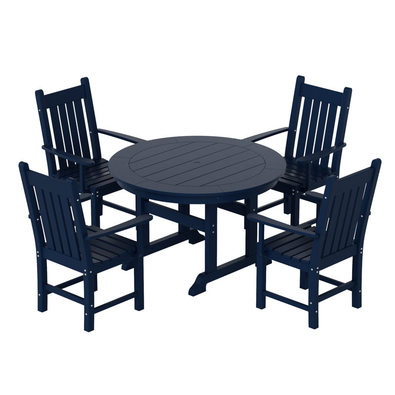 Laguna 4 - Person Patio Dining Set with Round Table, Navy Blue