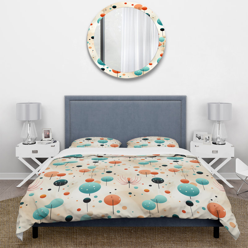 Literie à pois bleus Funky, Housse de couette pour très grand lit et 2 très