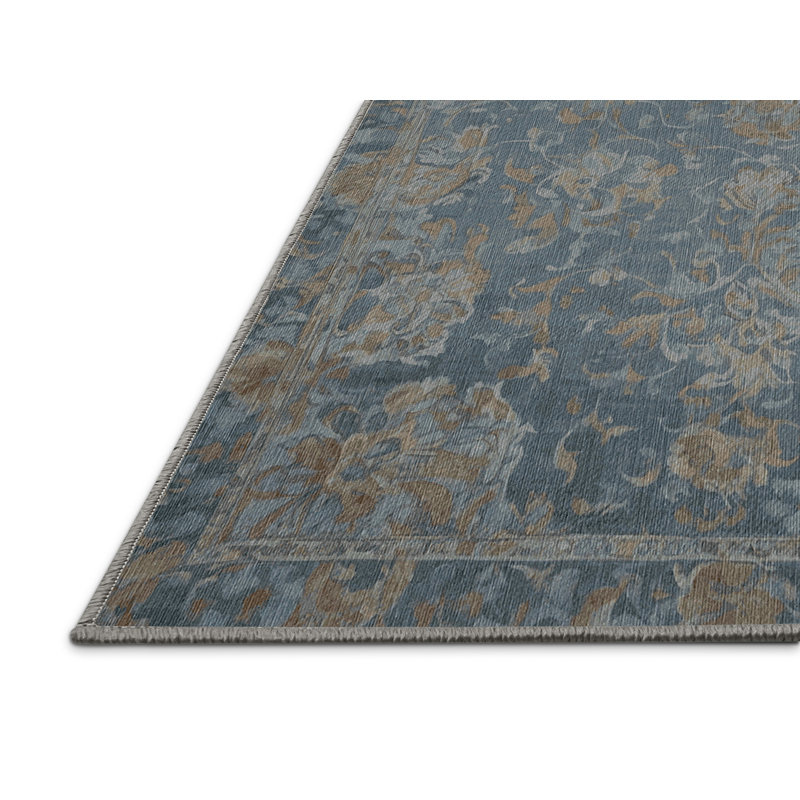 Machine Washable Gray Area Rug, Rectangle 6' x 9'
