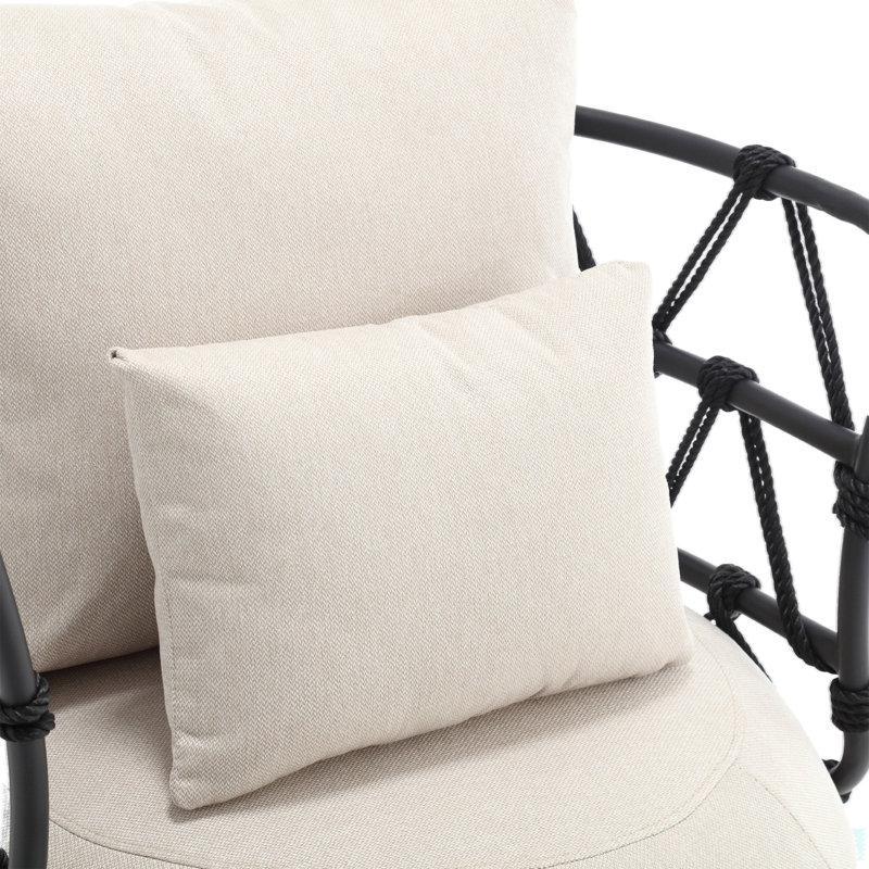 Chaise d'appoint rembourrée et capitonnée, Lin beige