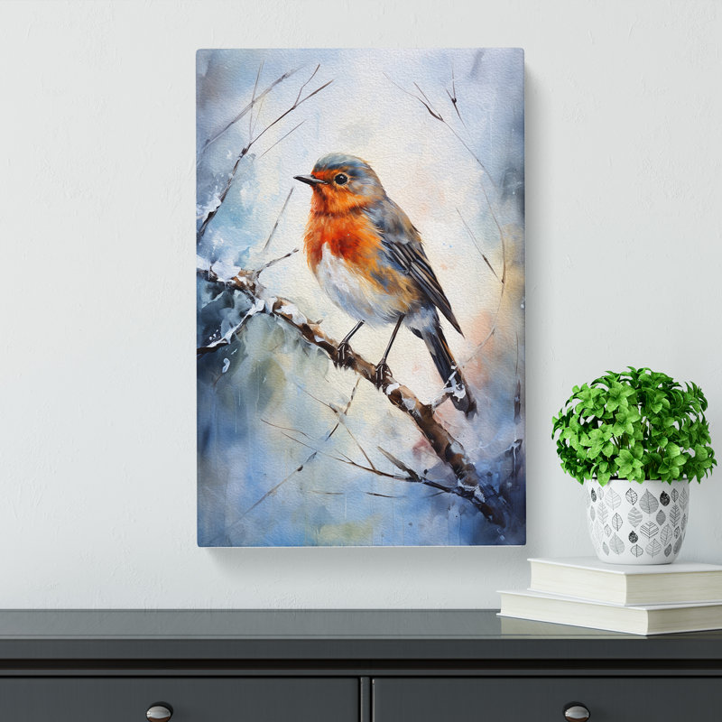 Robin Bird Impressionism No.2 - No Frame Print, 76cm H x 50cm W x 3cm D
