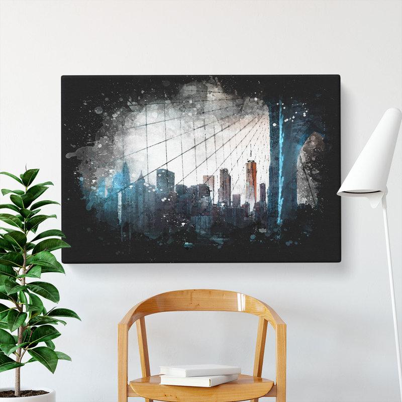 Brooklyn Bridge & New York Skyline - Wrapped Canvas, 40cm H x 60cm W x 3cm D