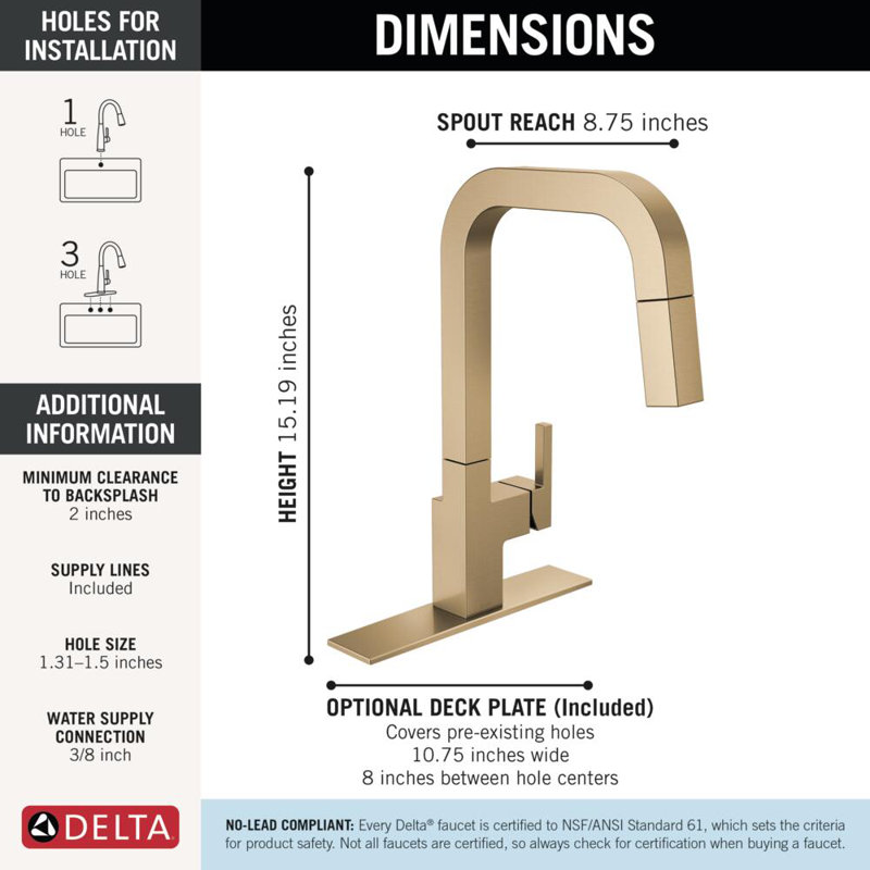 Junction Pull Down Sprayer Single Handle Kitchen Sink Faucet, Champagne Bronze