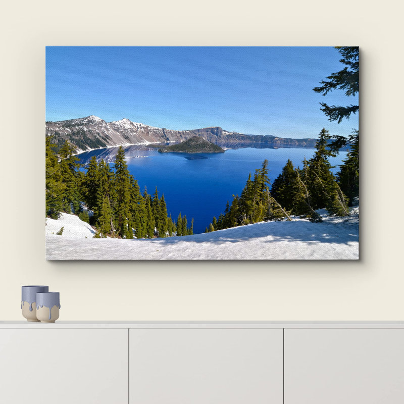 Vibrant Crater Lake in Spring, Oregon, États-Unis, photographie de paysage naturel, Toile tendue, H 12 po x l 18 po