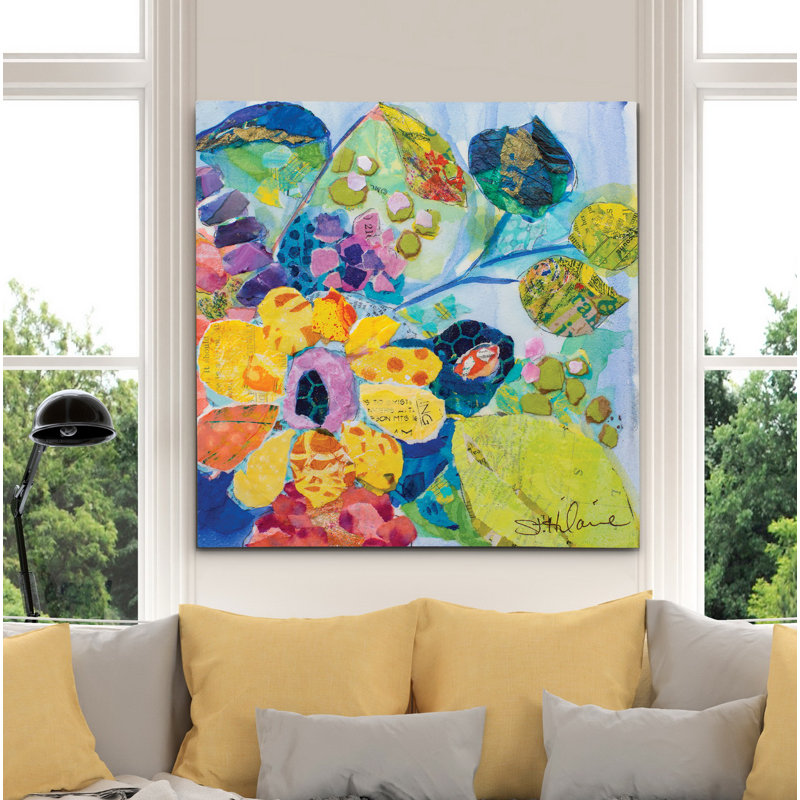 « bold fleuris vi », peinture, H 40 po x l 40 po x P 1,5 po, Toile tendue