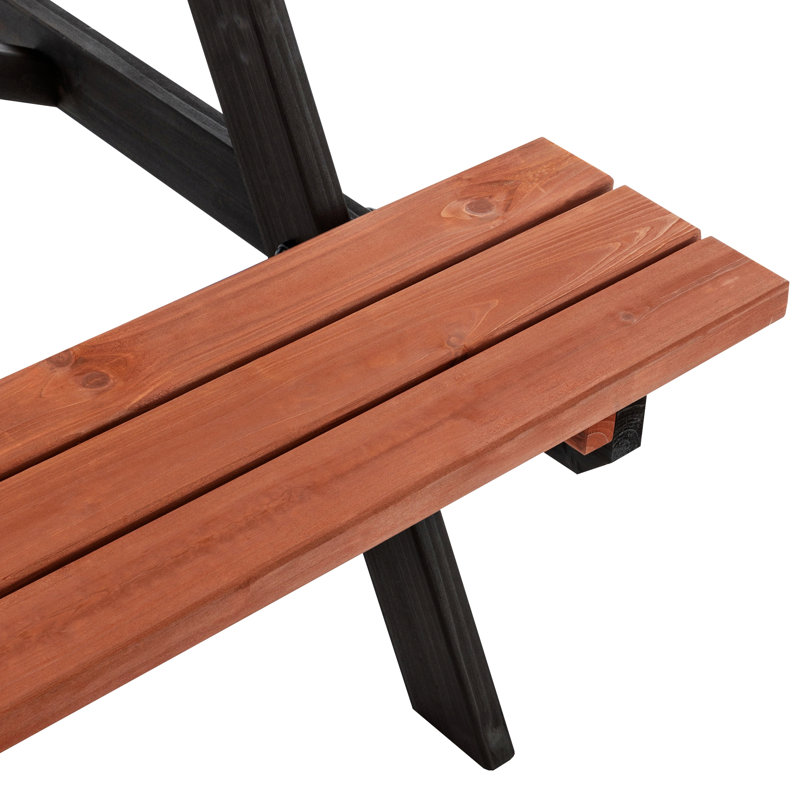 Solid Wood Picnic Table Set, Outdoor Patio Dining With Umbrella Hole For Backyard, Lawn