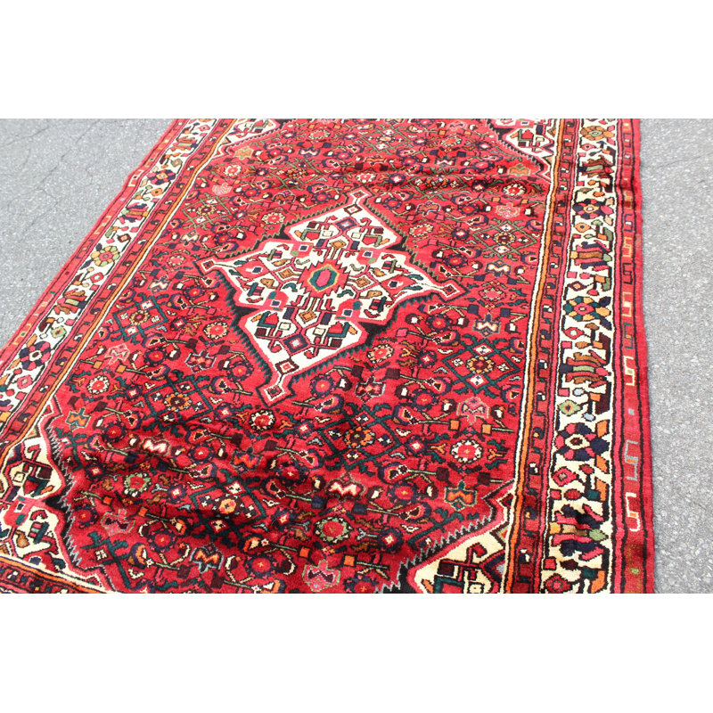 Tapis rouge fait à la main à motif de médaillon oriental 5 po 3 po x 6 po 11 po