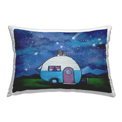 Coussin décoratif à motif de camping avec lapin et étoiles par Andrea Doss