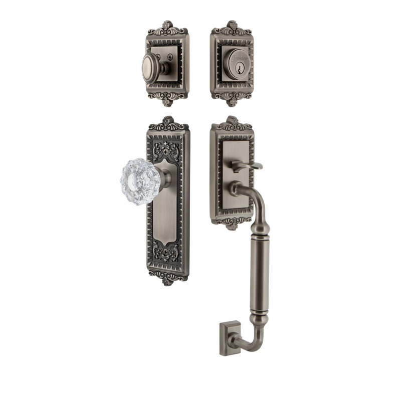Windsor Handle With Knob And Deadbolt, Satin Nickel