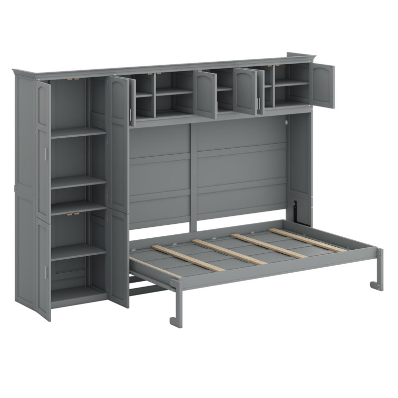 Lit escamotable mural avec armoires Murphy, Gris