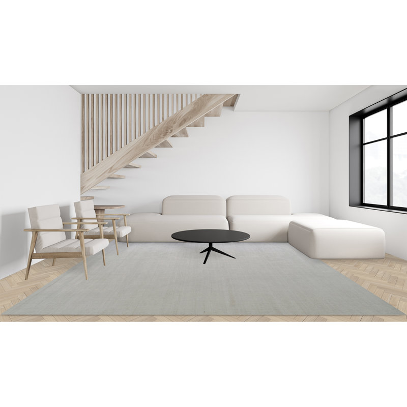 Tapis gris noué à la main de haute qualité, Rectangle de 10 pi x 14 pi
