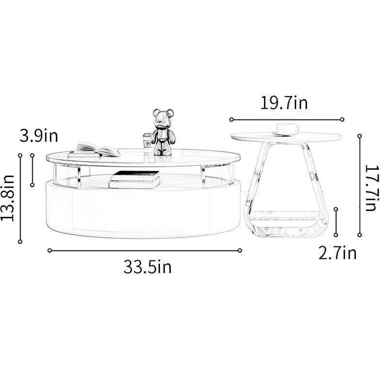 Combinaison de table basse pour petit appartement, Crème, crème