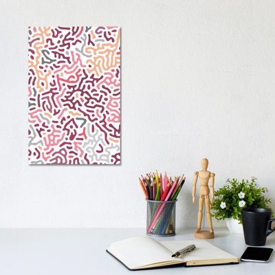 Organic Geo Digital Shapes Pink - Wrapped Canvas Art Prints 1 Piece Wrapped Canvas Wall Art