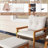 5 Pcs Rattan Furniture Set Wood Frame Chairs & Ottomans With Square Coffee Table