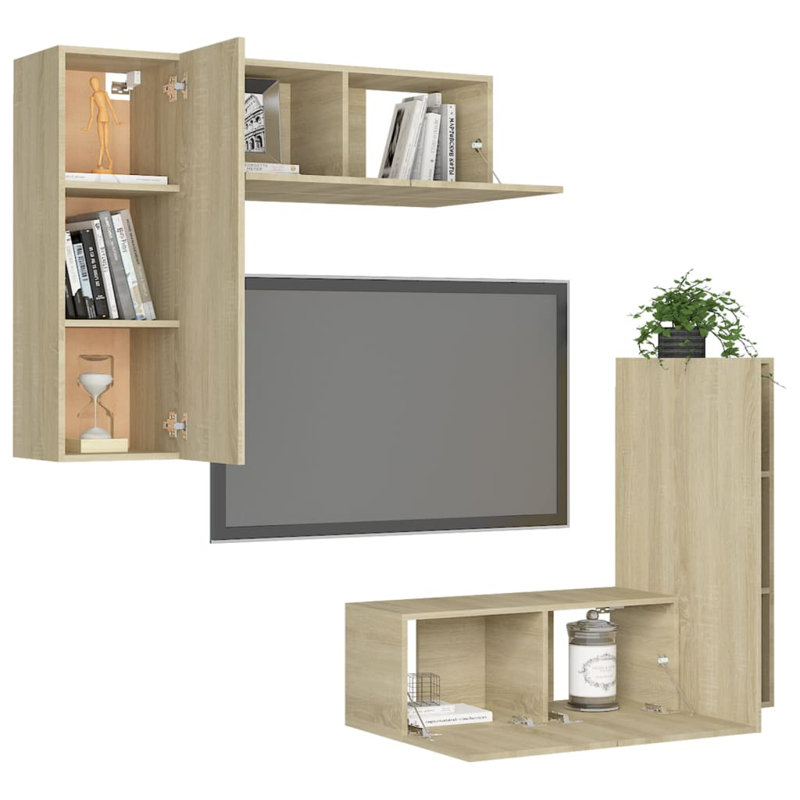 Blackowski Unfinished Floating Entertainment Centre for TVs up to 88", Sonoma Oak, 30cm H x 30cm D x 80cm W