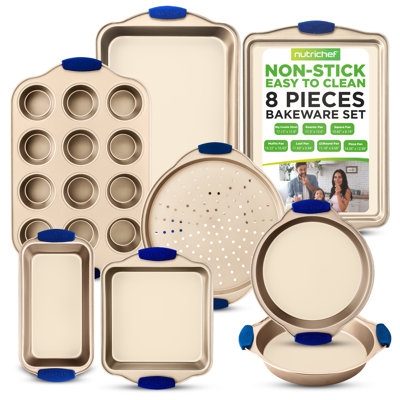 NutriChef 8 Piece Non-Stick Steel Bakeware Set