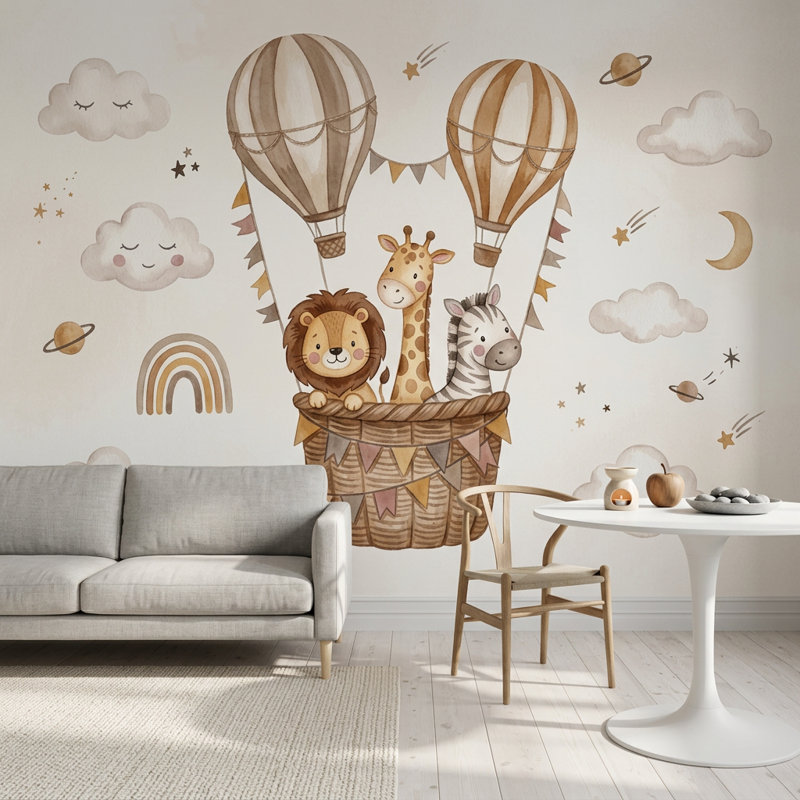 Papier peint montgolfière amovible, Texturé non collé, 140 po x 108 po