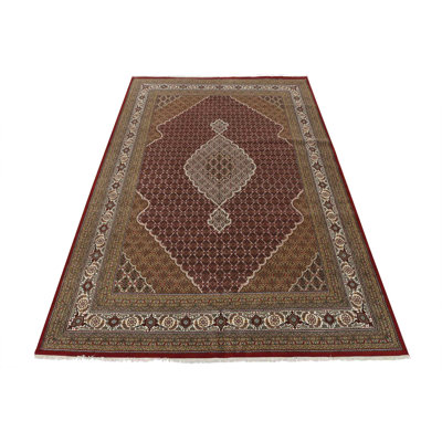 Fine Oriental Rug 9’10” X 13’11” Red Wool Traditional Hand-Knotted Carpet