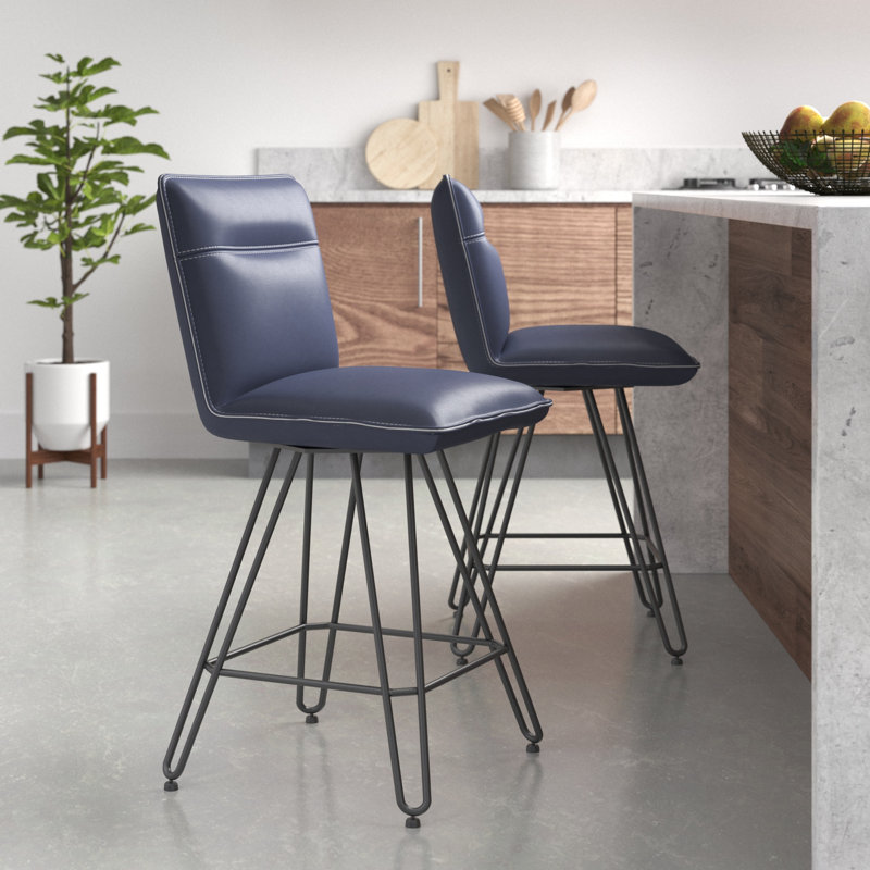 Tabouret de bar et de comptoir Vangorder, Cobalt, Tabouret de comptoir (assise de 24 po de hauteur)
