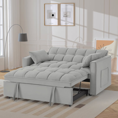 3 In 1 Convertible Sleeper Sofa Bed, Velvet Pull Out Couch With Storage Armrests, Adjustable Backrest,  Sofa Bed Suitable  , , Apartment, Office