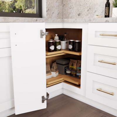 Gallery Express Mercer Assembled 33 in W X 24 in D X 34.5 in H Corner Lazy Susan Kitchen Cabinet Right in Meadow