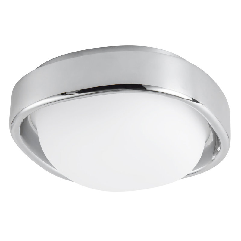 Pebble 8-in Silver dimmable LED Flush Mount, Chrome