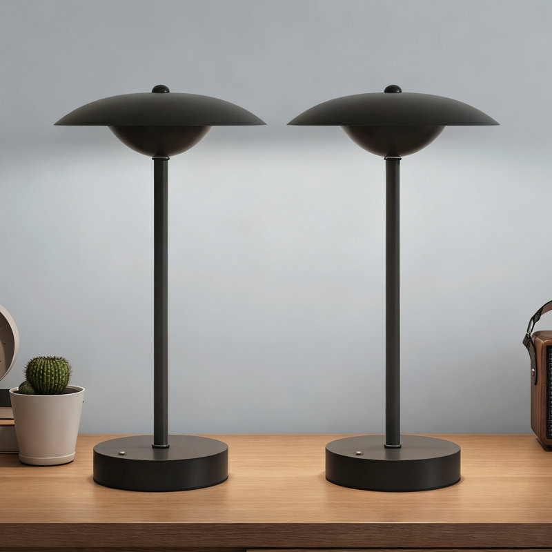 Lampe de table sans fil, lampe de chevet à DEL pour le salon, à intensité variable (ensemble de 2, Noir